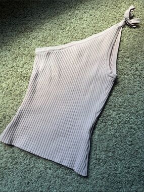 superdown One-Shoulder Ribbed Tank Top in Light Pink